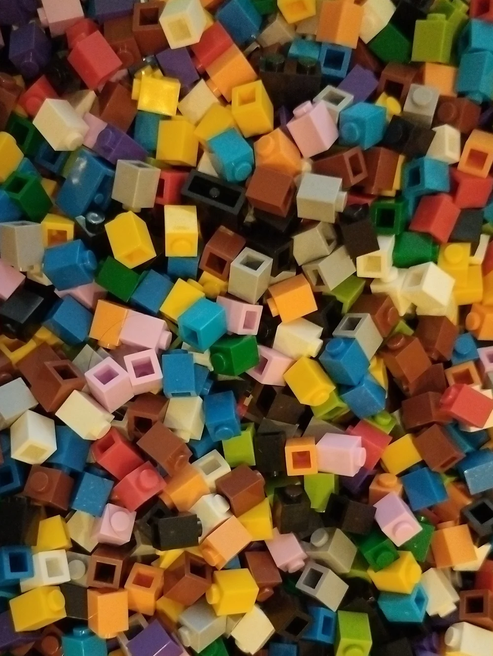 Lego Compatible 1x1 Small Bricks DIY Builds, Multicolor + Clear, 2 LB Bulk Loose